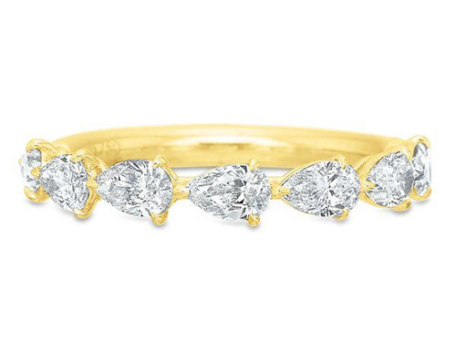 Seven Diamond Chasing Pear Shaped Ring