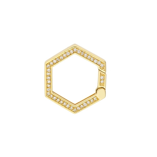 14KT Diamond Hexagon Push Lock