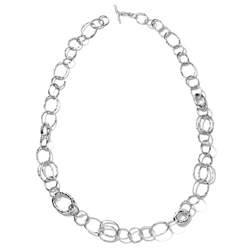 Sterling Silver Classico Long Hammered Bastille Necklace