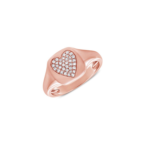  14KT Diamond Heart Signet Ring