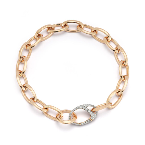 Garnett Chain Link Bracelet with Diamond Oval Clasp