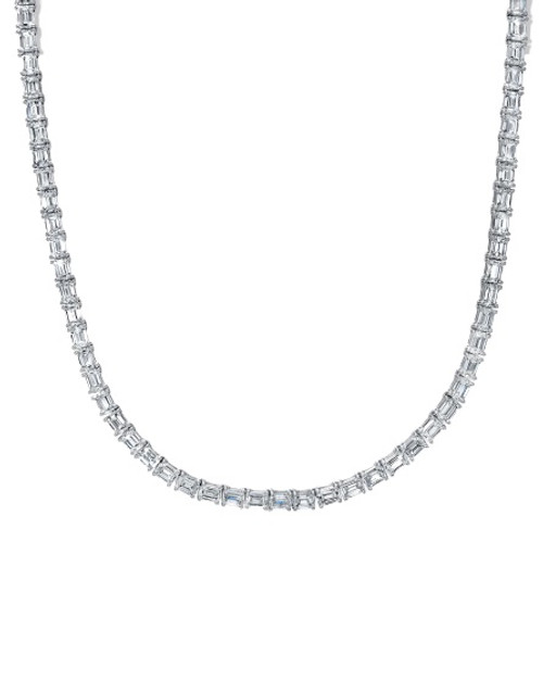 18KT Emerald Cut Diamond East West Tennis Necklace