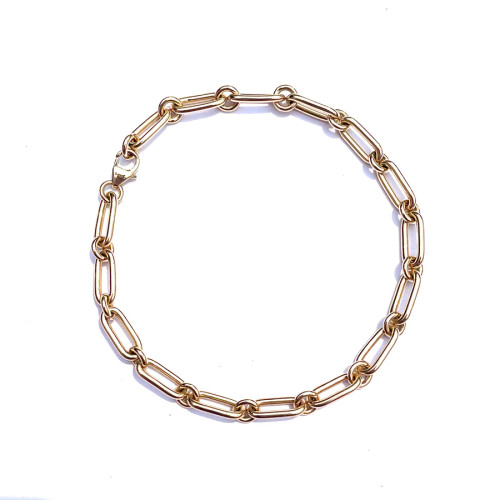 Heavy Alternating Elongated Link Oscar Chain Bracelet