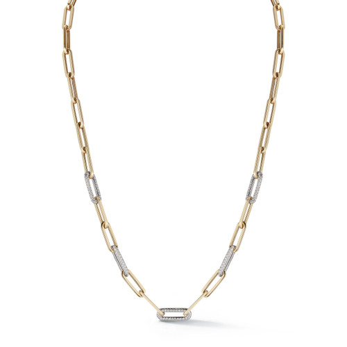 14KT Paper Clip Chain with Five Diamond Links Necklace