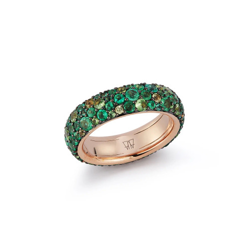 Green Emerald and Tsavorite Ring
