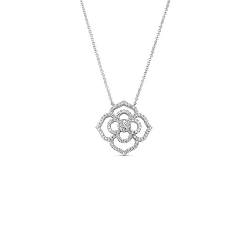 14KT Diamond Flower Pendant Necklace
