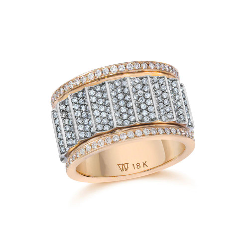 18KT Clive Two Tone All Diamond Fluted Band