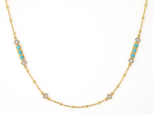 18KT Lisse Diamond and Turquoise Bead Necklace