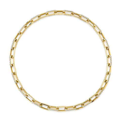 14KT Diamond Pave Paper Clip Link Necklace