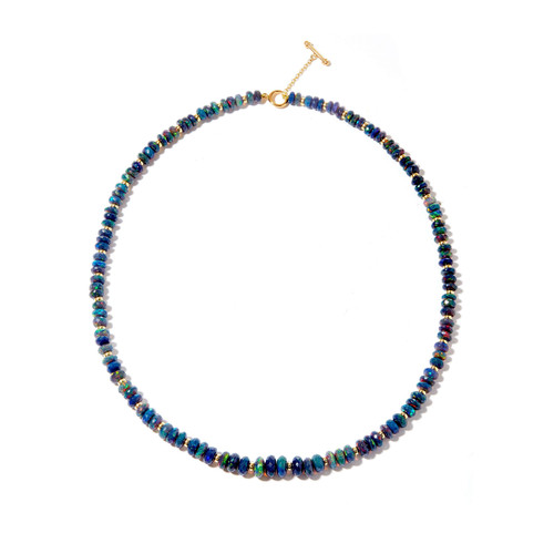 18KT Mogul Black Opal Bead Necklace