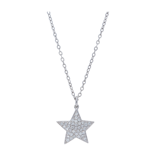 14KT Pave Diamond Star Pendant Necklace
